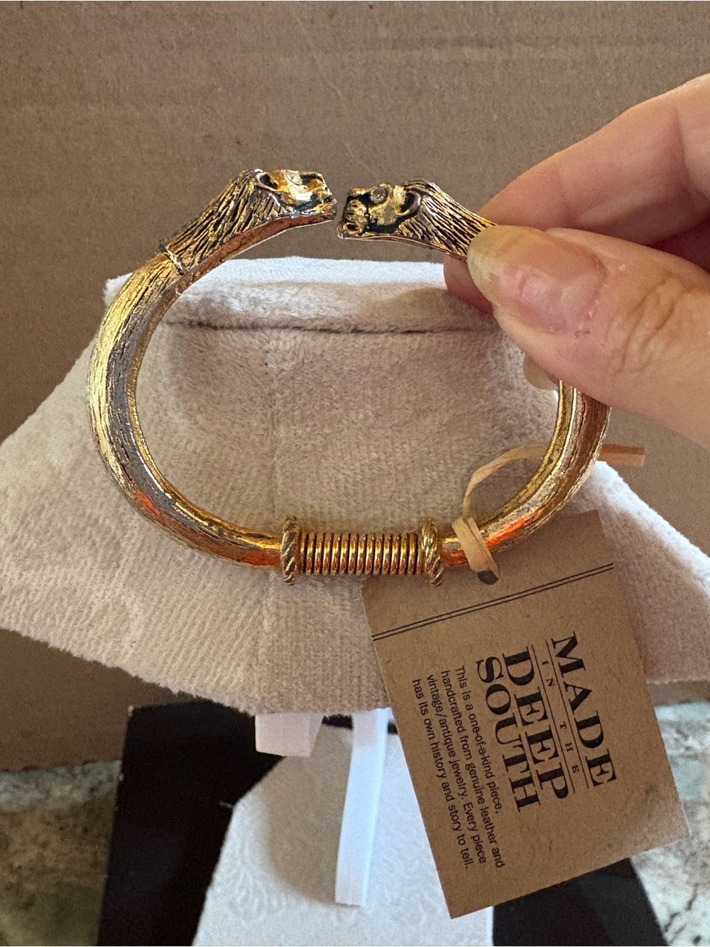 Made in the Derp South vintage Gold Lion Head Cuff Bracelet